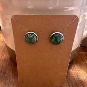Green Marble Stud Earrings
